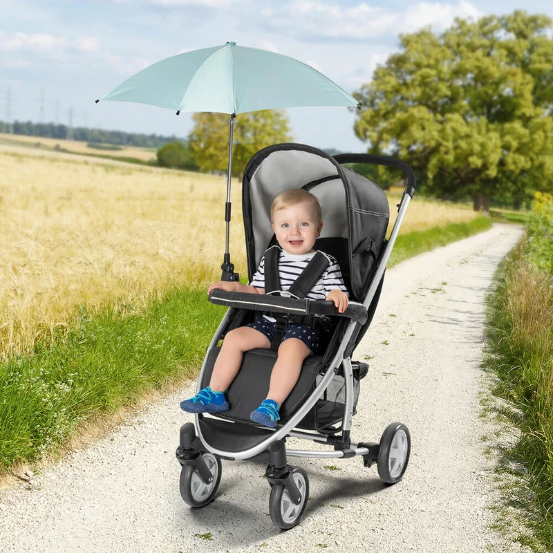 reer ShineSafe Kinderwagen-Sonnenschirm, Sonnen Schirm, Sonnenschutz, UV Schutz, Kinderwagen, Mint, 84173
