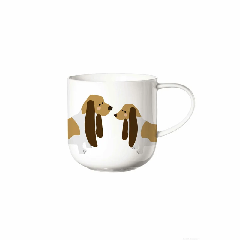 ASA Selection coppa cats & dogs Henkelbecher Basset Hound, Kaffeetasse, Becher, Kaffee Tasse, Tee, Fine Bone China, Weiß, 400 ml, 19445014