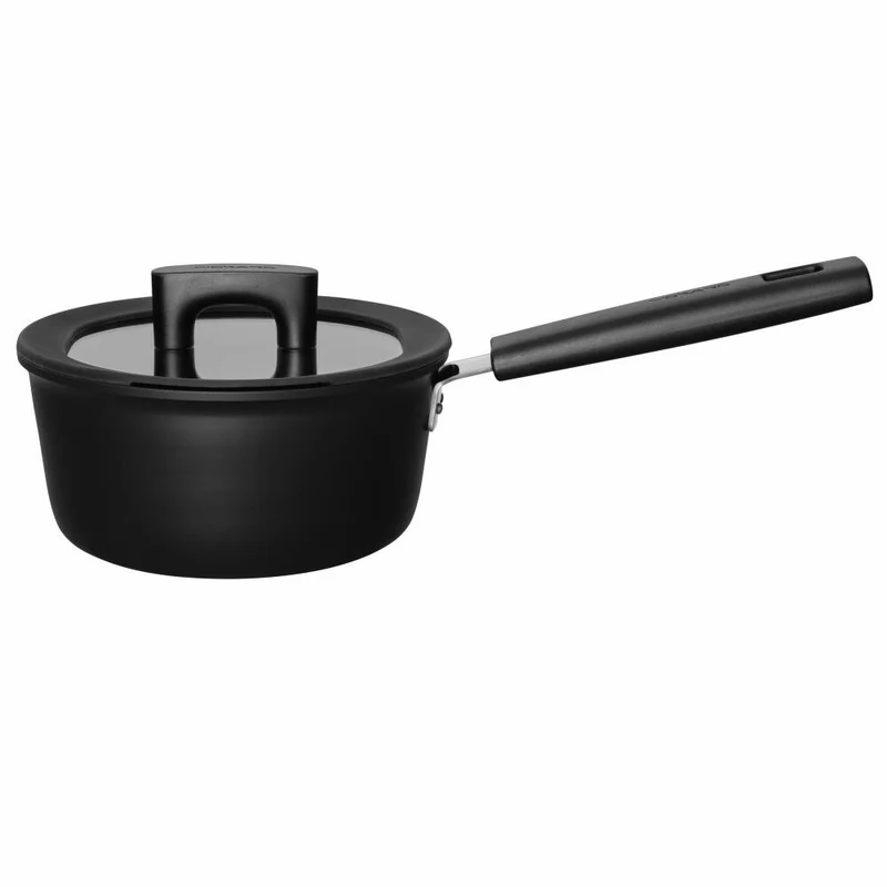 Fiskars Hard Face Stieltopf, mit Deckel, Kochtopf, Koch Topf, Aluminium, Schwarz, 1.8 L, Ø 18 cm, 1052226