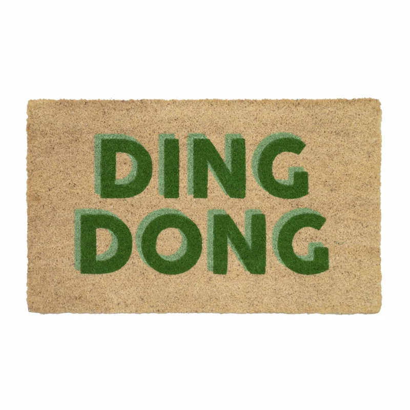 Gift Company Fußmatte Ding Dong, Türmatte, Kokosmatte, Kokos, Vinylrücken, Natur, 45 x 75 cm, 1095801007
