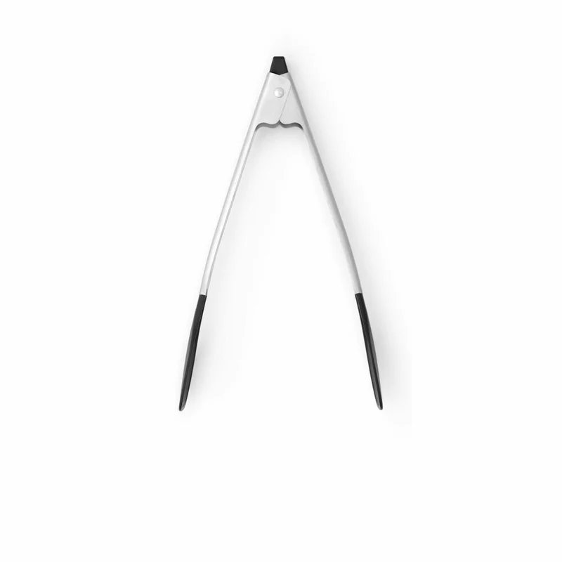 Brabantia Küchenzange Non-Stick Profile, Küchenhelfer, Grillzange, Stahl / Kunststoff, Matt Steel, 27.2 cm, 250989