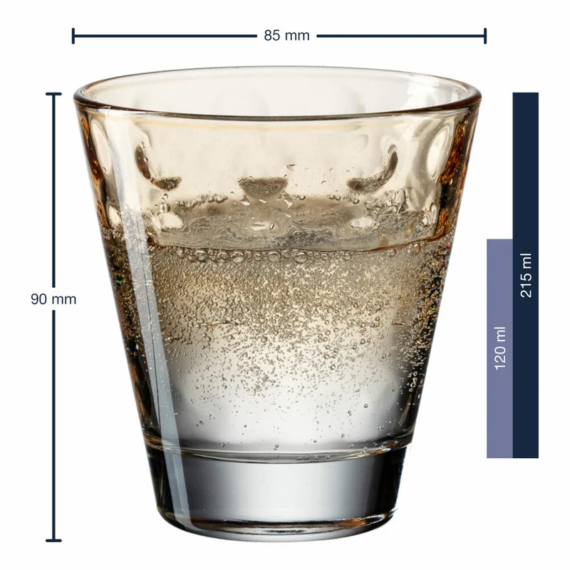 Leonardo Trinkglas Optic, Becher, Wasserglas, Kalk-Natron Glas, apricot, 215 ml, 025897