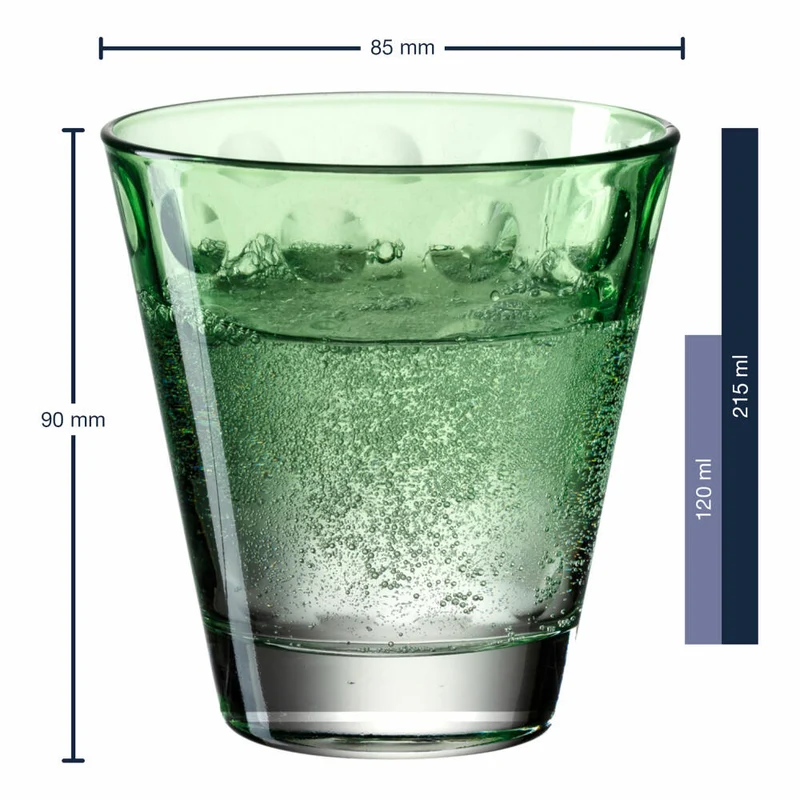 Leonardo Trinkglas Optic, Becher, Wasserglas, Kalk-Natron Glas, hellgrün, 215 ml, 025898