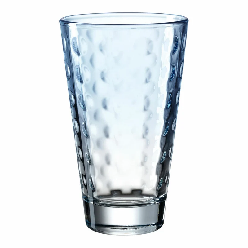 Leonardo Trinkglas Optic, Becher, Wasserglas, Kalk-Natron Glas, hellblau, 300 ml, 025900