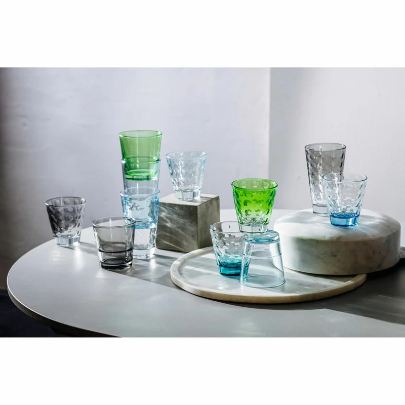 Leonardo Trinkglas Optic, Becher, Wasserglas, Kalk-Natron Glas, hellblau, 300 ml, 025900
