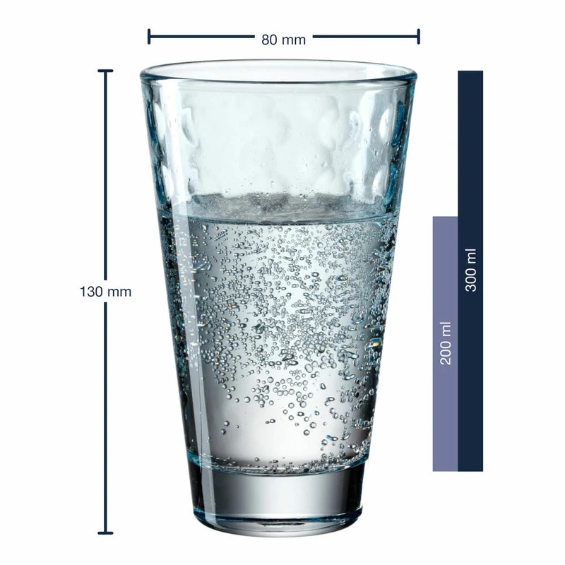 Leonardo Trinkglas Optic, Becher, Wasserglas, Kalk-Natron Glas, hellblau, 300 ml, 025900