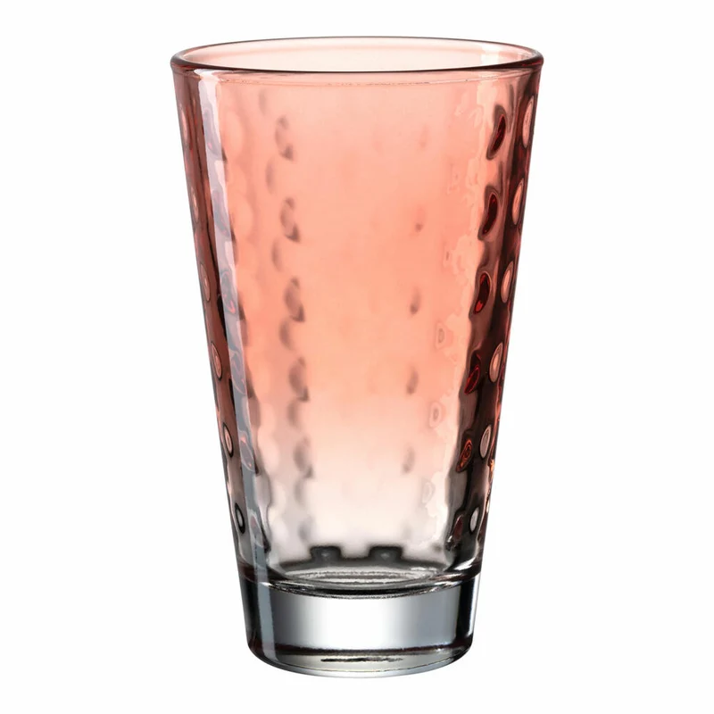 Leonardo Trinkglas Optic, Becher, Wasserglas, Kalk-Natron Glas, rot, 300 ml, 025902