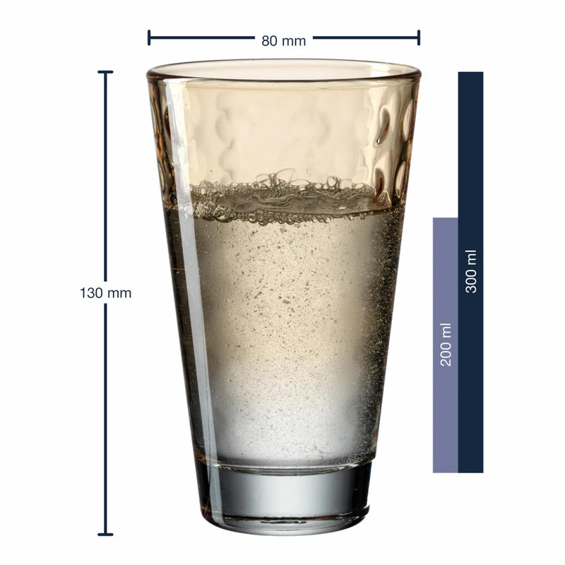 Leonardo Trinkglas Optic, Becher, Wasserglas, Kalk-Natron Glas, apricot, 300 ml, 025903