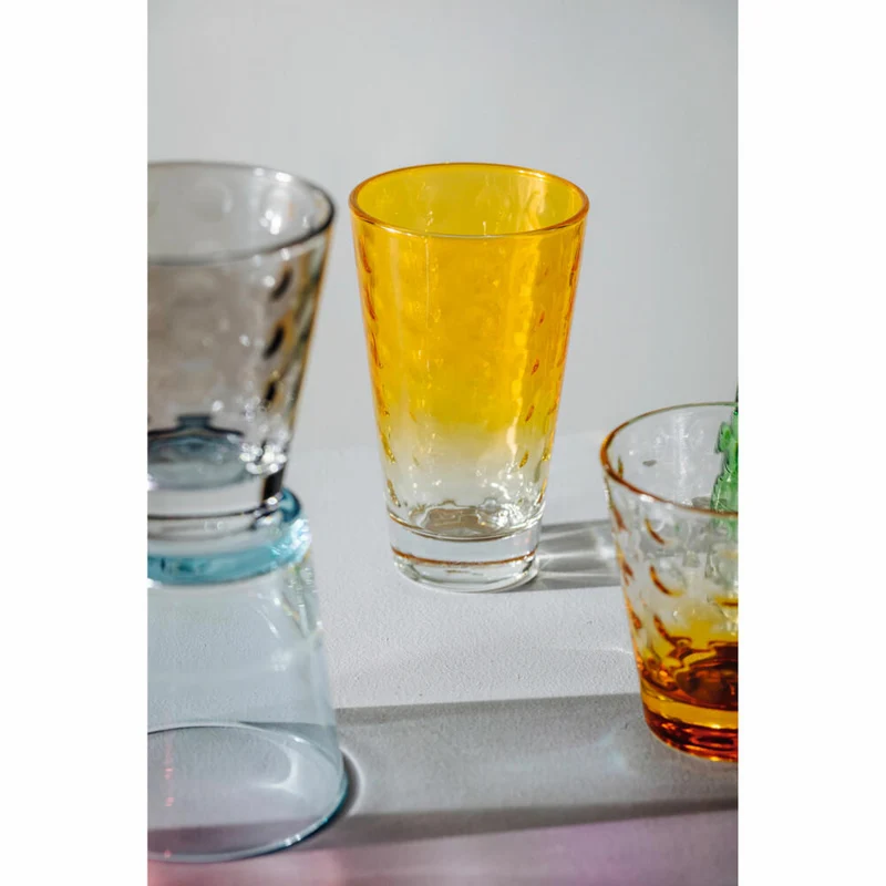 Leonardo Trinkglas Optic, Becher, Wasserglas, Kalk-Natron Glas, apricot, 300 ml, 025903