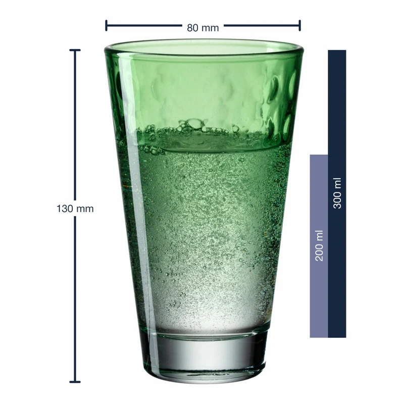 Leonardo Trinkglas Optic, Becher, Wasserglas, Kalk-Natron Glas, hellgrün, 300 ml, 025904
