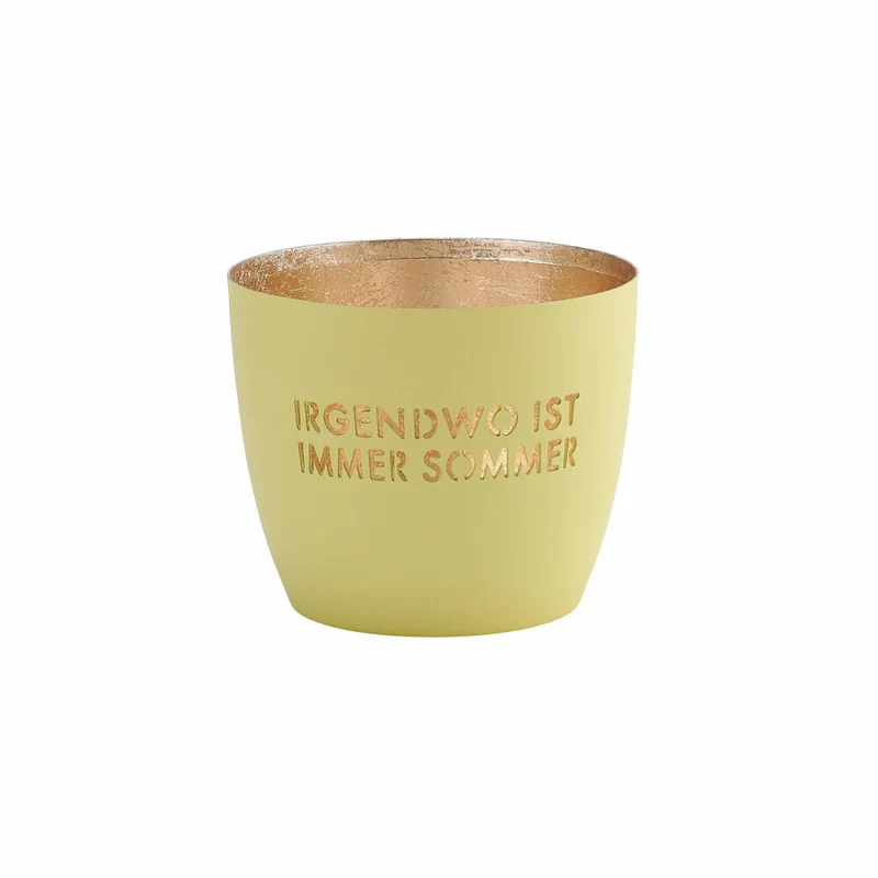 Gift Company Windlicht Madras Irgendwo ist immer Sommer M, Teelichthalter, Kerzenhalter, Eisen, Pastellgelb, Gold, 8.5 cm, 1092304080