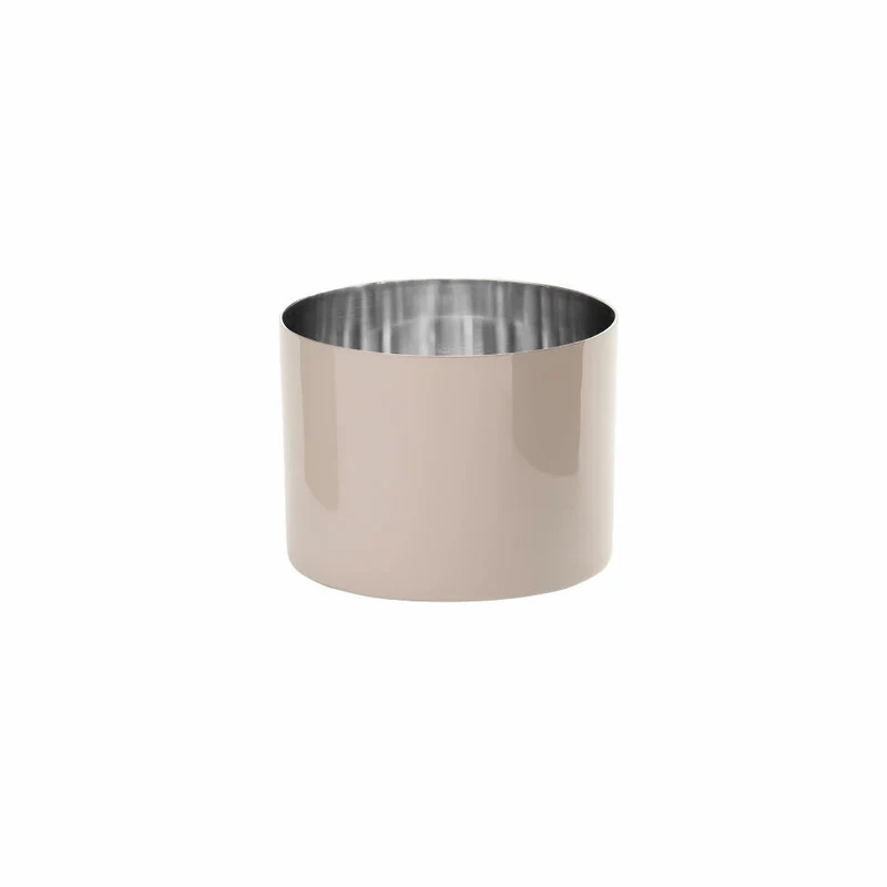Gift Company Saigon Windlicht M, Teelichthalter, Kerzenhalter, Emaille, Edelstahl, Sandstone / Silber, H 7.5 cm, 1084304029