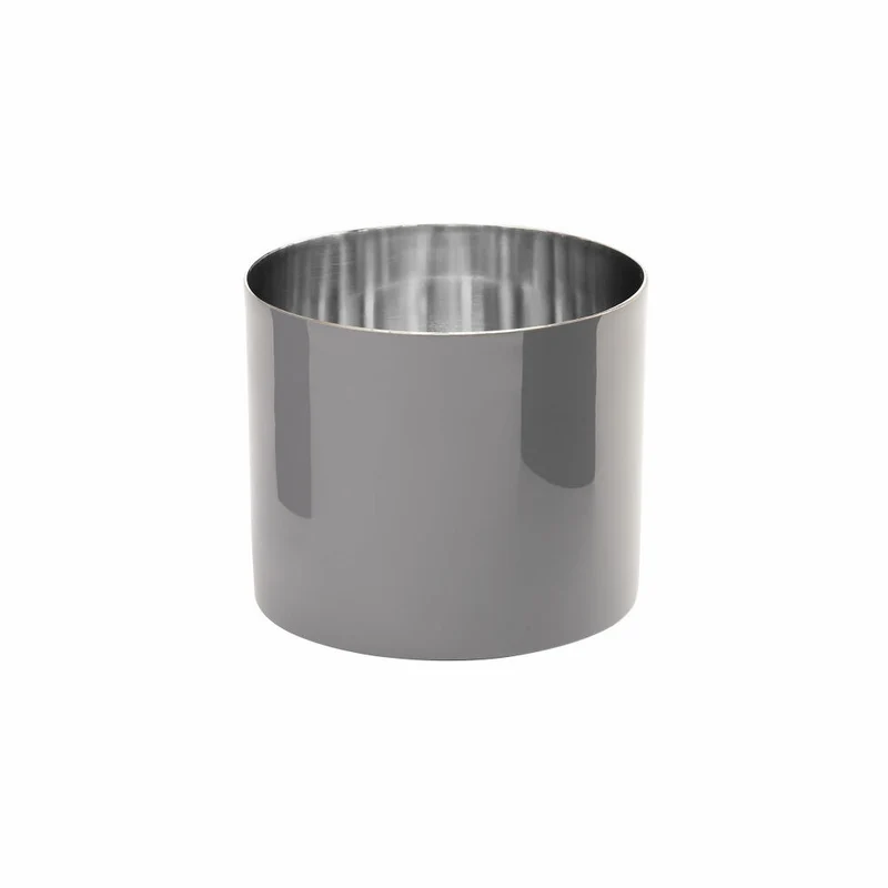 Gift Company Saigon Windlicht L, Teelichthalter, Kerzenhalter, Emaille, Edelstahl, Cool Gray / Silber, H 10 cm, 1084304061