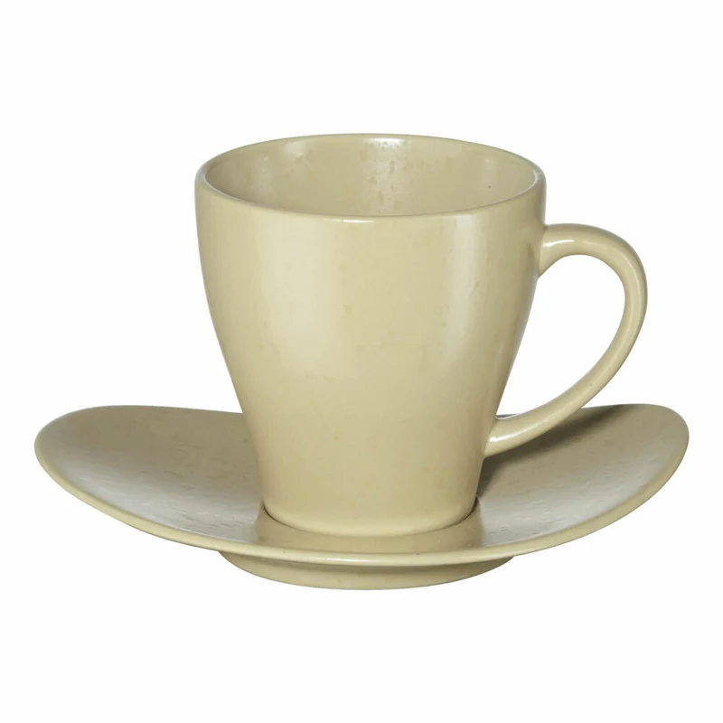 ASA Selection Cuba Panna Tasse mit Unterer, Kaffeetasse, Teetasse, Kaffee Becher, Steinzeug, Nude, 200 ml, 1224415