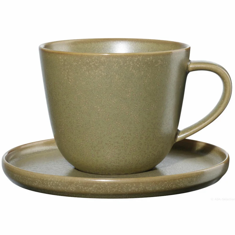 ASA Selection coppa miso Kaffeetasse mit Unterer, Kaffeebecher, Teetasse, Kaffee Tasse, Tee, Porzellan, Gelb, 250 ml, 19020194