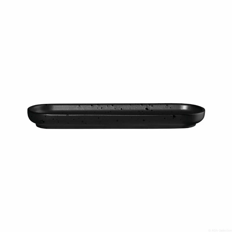 ASA Selection coppa kuro Snackteller, Snack Teller, Häppchenteller, Antipasti, Porzellan, 15 x 8.5 cm Schwarz, 19112190