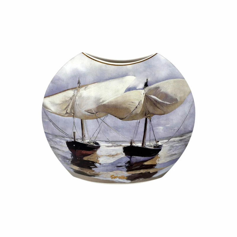 Goebel Vase Joaquin Sorolla - Boats / Seashore, Dekovase, Artis Orbis, Porzellan, Bunt, 20 cm, 67018091