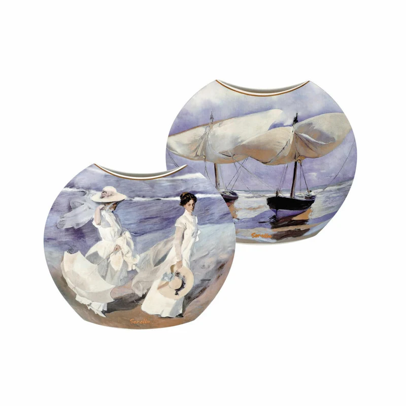 Goebel Vase Joaquin Sorolla - Boats / Seashore, Dekovase, Artis Orbis, Porzellan, Bunt, 20 cm, 67018091