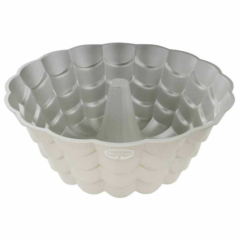Dr. Oetker Gugelhupf-Form Floral 24 cm, Back-Kunst, Backform, Aluminiumguss, Creme-Metallic, 2551