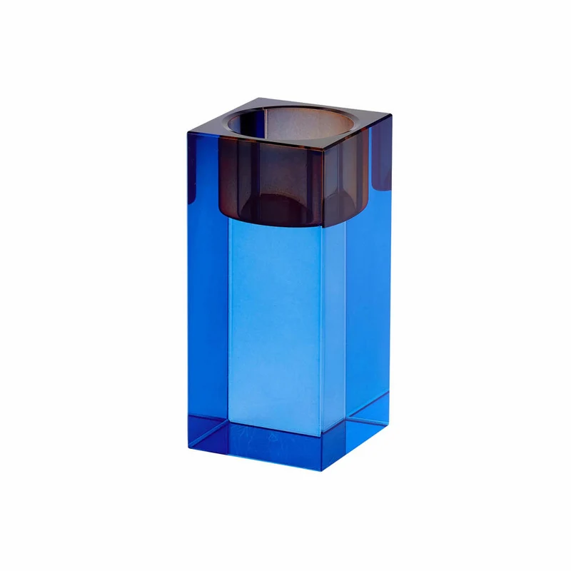 Gift Company Teelichthalter Sari M, Windlicht, Dekolicht, Kristallglas, Blau, Orange, 10.3 cm, 1096904011