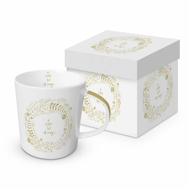 PPD Magic White Real Gold Trend Mug, in Geschenkbox, Tasse, Teetasse, Kaffee Becher, 350 ml, 604178