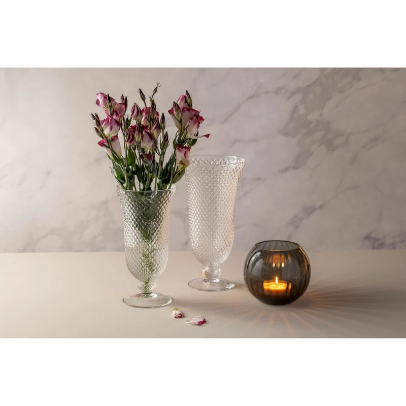 Leonardo Vase Poesia auf Fuß, Blumenvase, Dekovase, Glasvase, Kalk-Natron Glas, Klar, H 35.4 cm, 076434