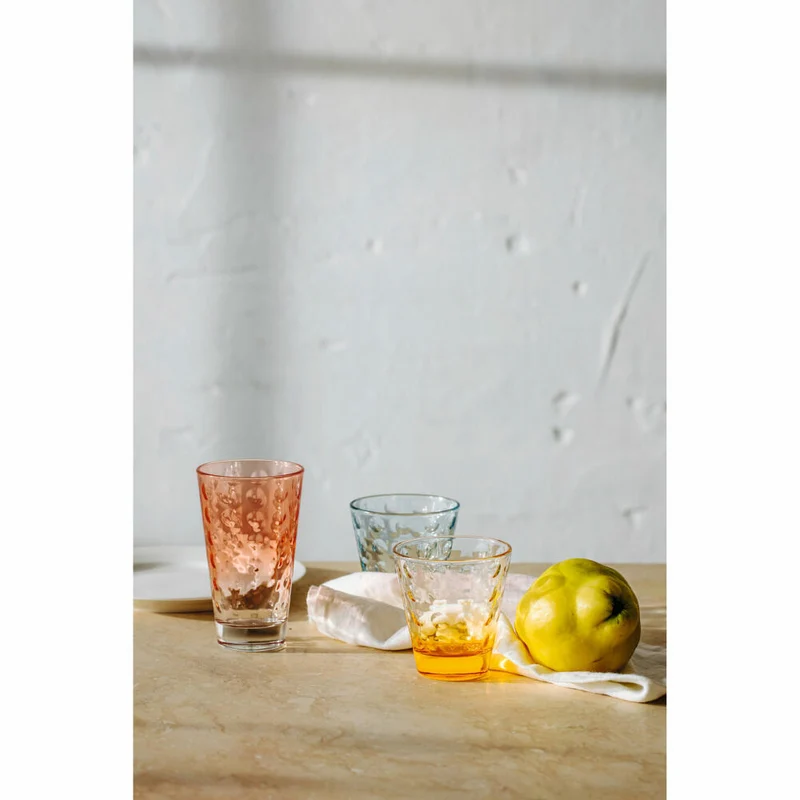 Leonardo Trinkglas Optic, Becher, Wasserglas, Kalk-Natron Glas, orange, 215 ml, 025919