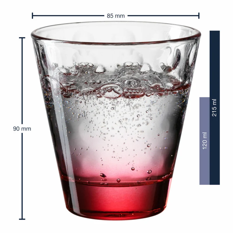 Leonardo Trinkglas Optic, Becher, Wasserglas, Kalk-Natron Glas, rot, 215 ml, 025920