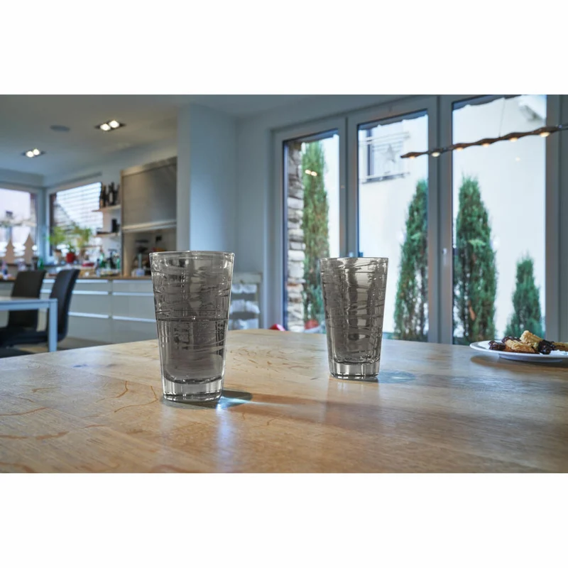 Leonardo Trinkglas Vario Struttura, Becher, Wasserglas, Kalk-Natron Glas, anthrazit, 280 ml, 026830