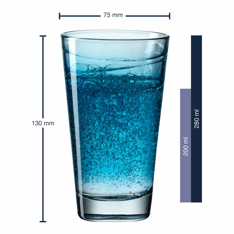 Leonardo Trinkglas Vario Struttura, Becher, Wasserglas, Kalk-Natron Glas, blau, 280 ml, 026832