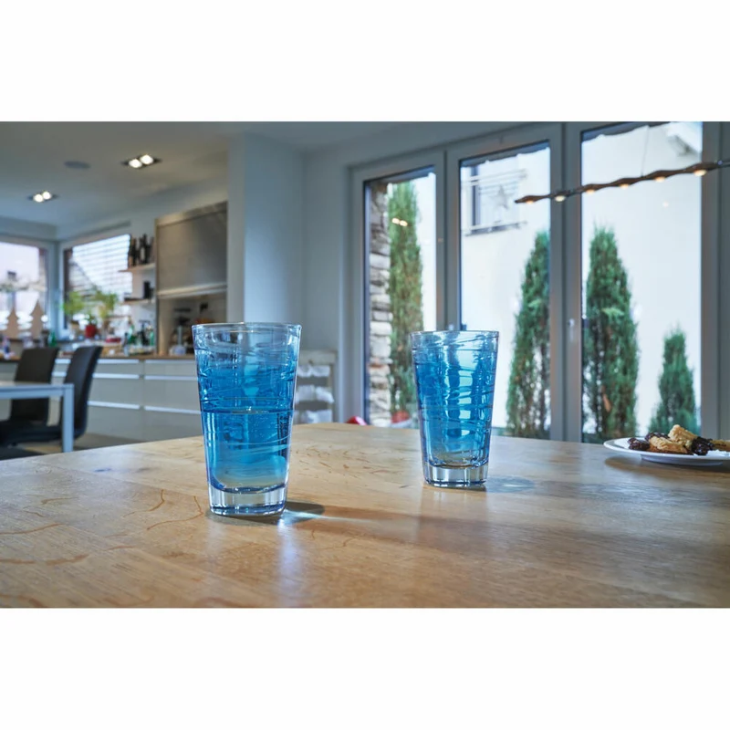 Leonardo Trinkglas Vario Struttura, Becher, Wasserglas, Kalk-Natron Glas, blau, 280 ml, 026832