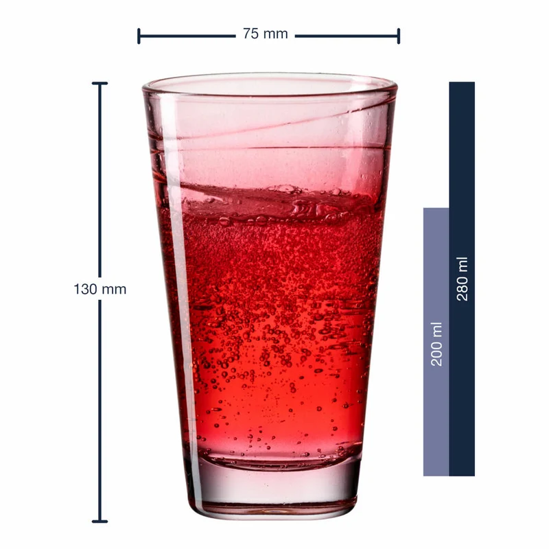 Leonardo Trinkglas Vario Struttura, Becher, Wasserglas, Kalk-Natron Glas, rot, 280 ml, 026836