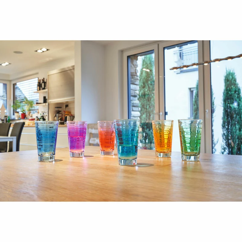 Leonardo Trinkglas Vario Struttura, Becher, Wasserglas, Kalk-Natron Glas, rot, 280 ml, 026836
