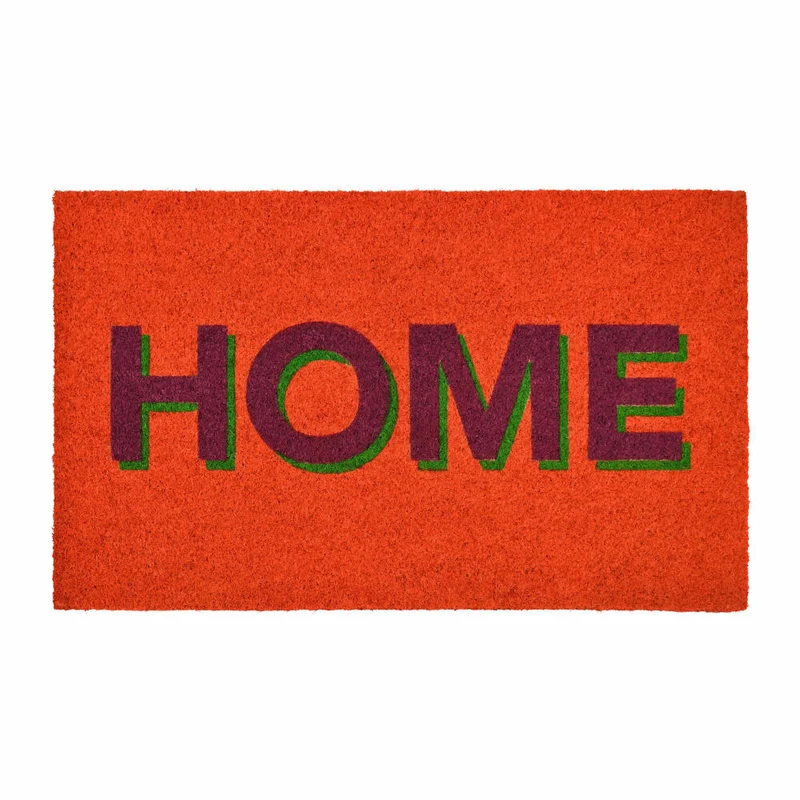 Gift Company Fußmatte Home Neon, Türmatte, Kokosmatte, Kokos, Vinylrücken, Orange, 45 x 75 cm, 1020801011