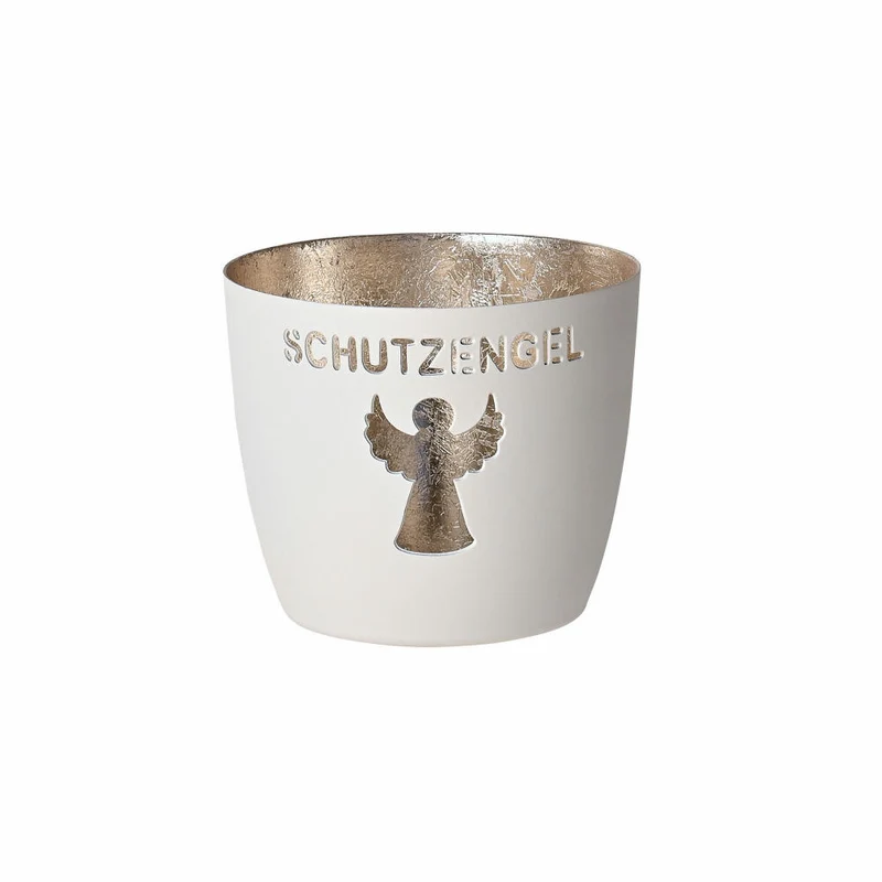 Gift Company Windlicht Madras Schutzengel M, Teelichthalter, Kerzenhalter, Eisen, Weiß, Gold, 8.5 cm, 1030004001