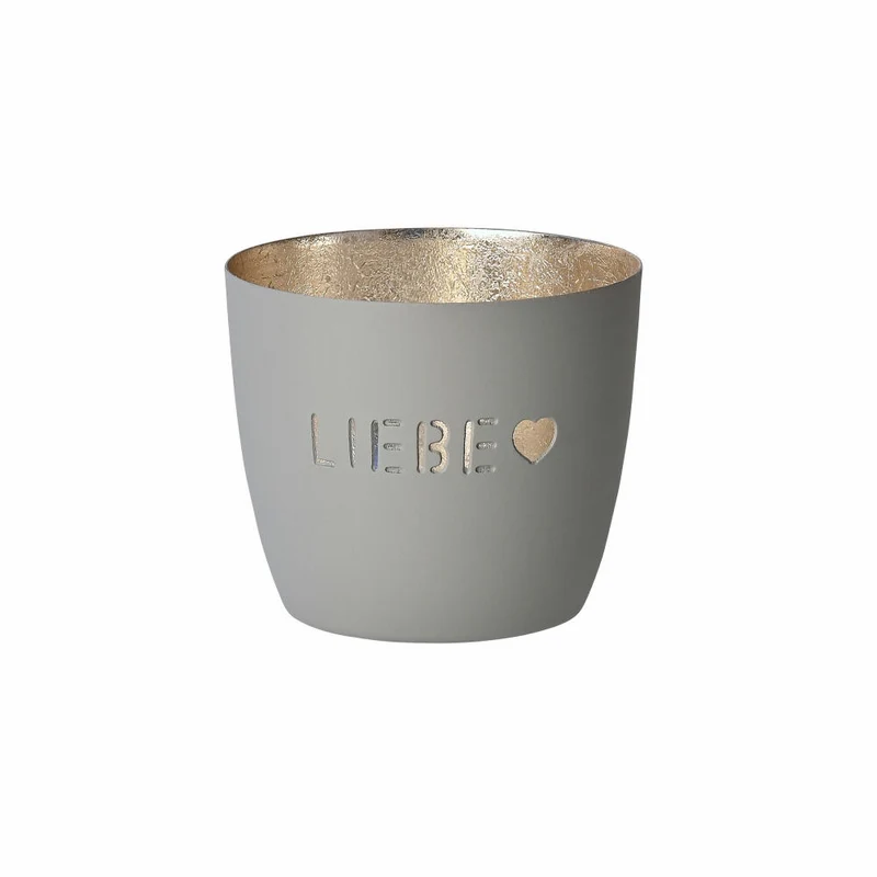Gift Company Windlicht Madras Liebe M, Teelichthalter, Kerzenhalter, Eisen, Flannel, Gold, 8.5 cm, 1030604030