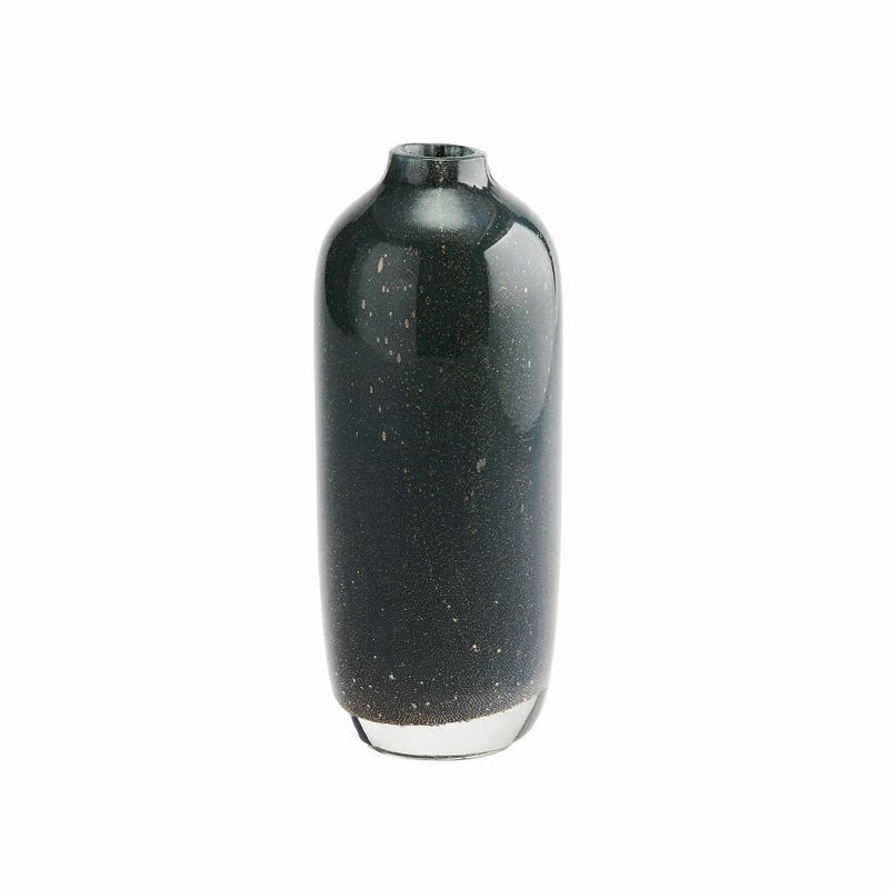 Gift Company Linen Vase Glitzer Bubbles, Schmal, Blumenvase, Tischvase, Dekovase, Glas, Anthrazit, H 19 cm, 1087301019