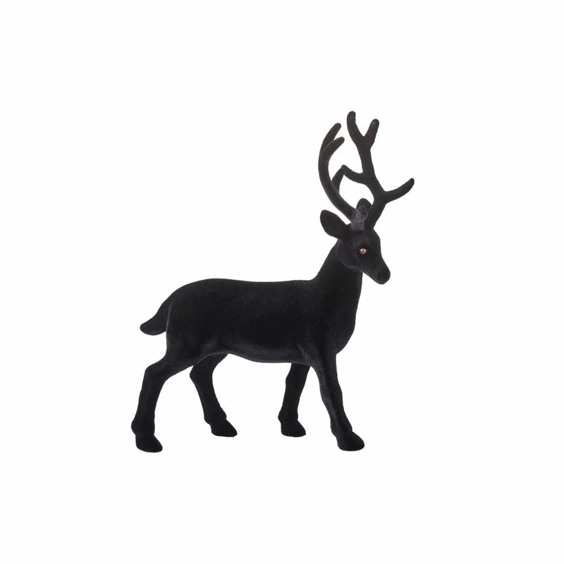 Gift Company Solna Hirsch M, Geflockt, Weihnachten, Dekoration, Deko, Kunststoff, Schwarz, H 31.5 cm, 1065504002