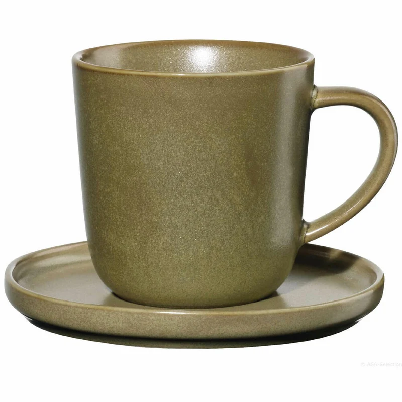 ASA Selection coppa miso Espressotasse mit Unterer, Espresso Tasse, Kaffeetasse, Untertasse, Porzellan, Gelb, 80 ml, 19011194