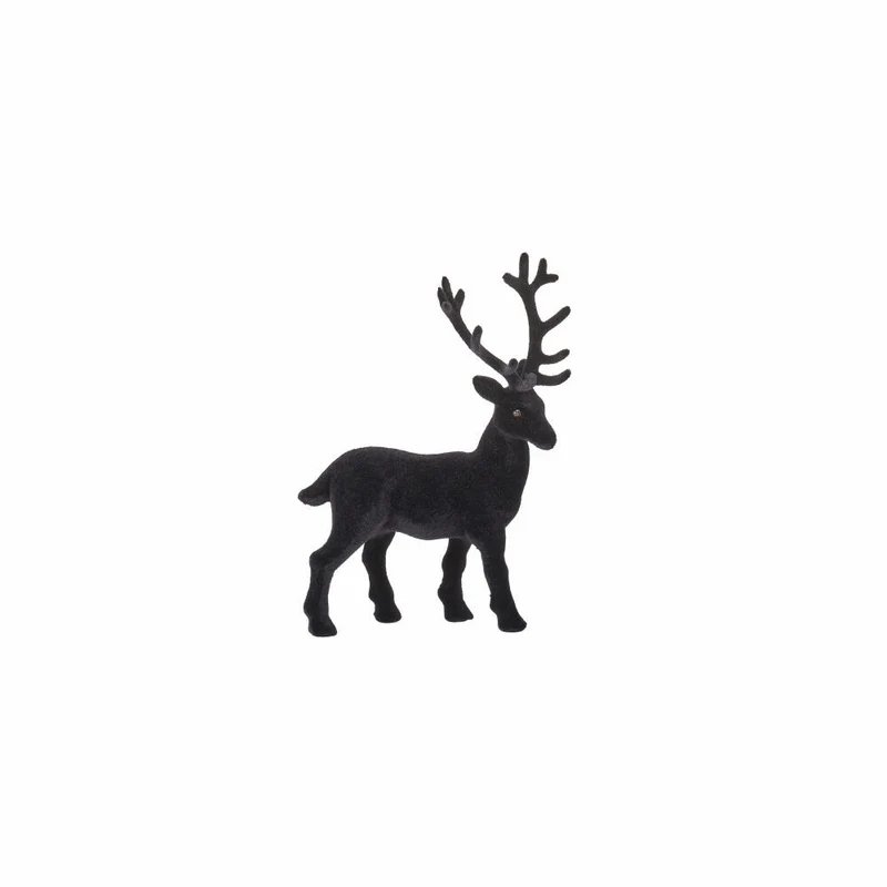 Gift Company Solna Hirsch S, Geflockt, Weihnachten, Dekoration, Deko, Kunststoff, Schwarz, H 20 cm, 1065503002