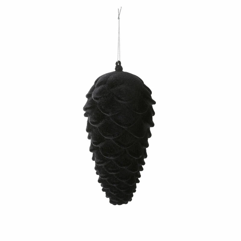 Gift Company Solna Tannenzapfen, Geflockt, Weihnachten, Dekoration, Deko, Anhänger, Kunststoff, Schwarz, 19 cm, 1065701002