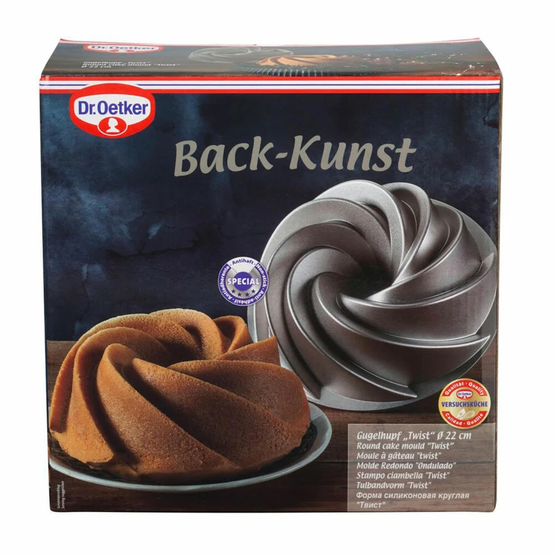 Dr. Oetker Gugelhupf-Form Twist 22 cm, Back-Kunst, Backform, Aluminiumguss, Creme-Metallic, 2552