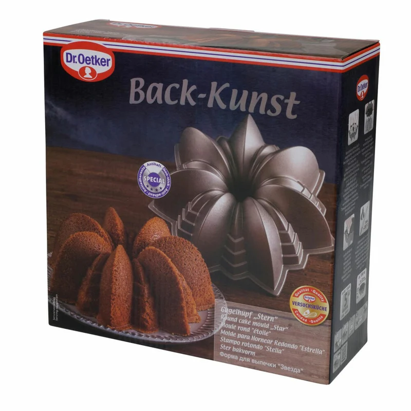 Dr. Oetker Gugelhupf-Form Stern, Back-Kunst, Backform, Aluminiumguss, Creme-Metallic, 2553
