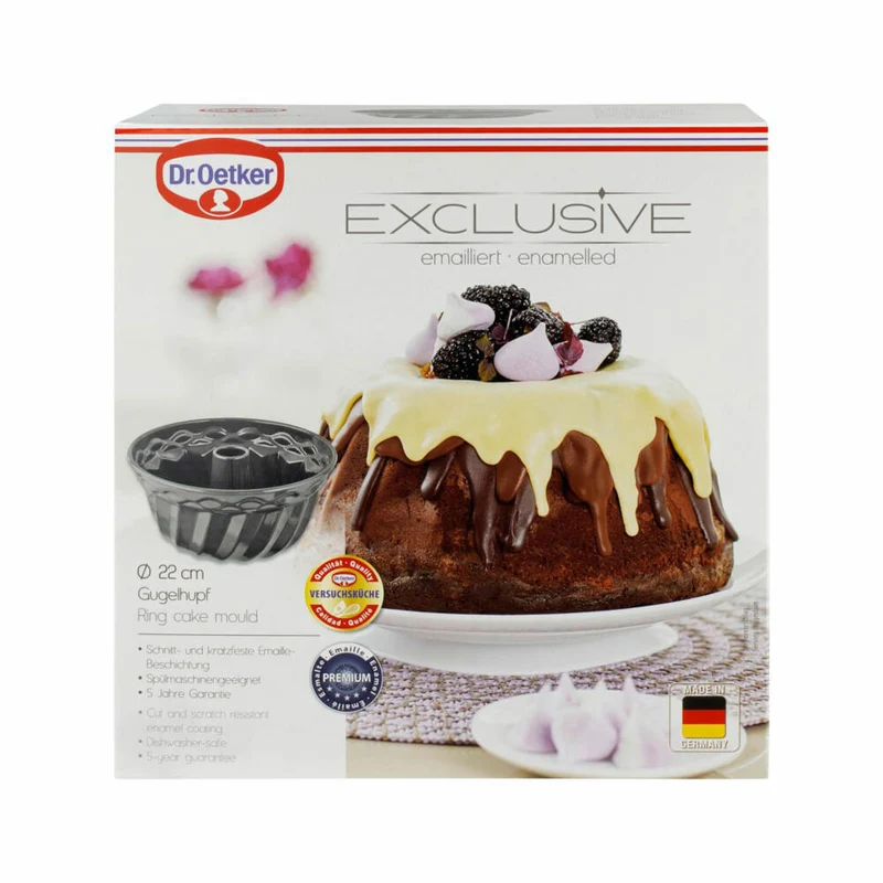 Dr. Oetker Gugelhupf-Form Exclusive 22 cm, Backform, Kuchenform, Stahlblech, Grau-Braun, 4527