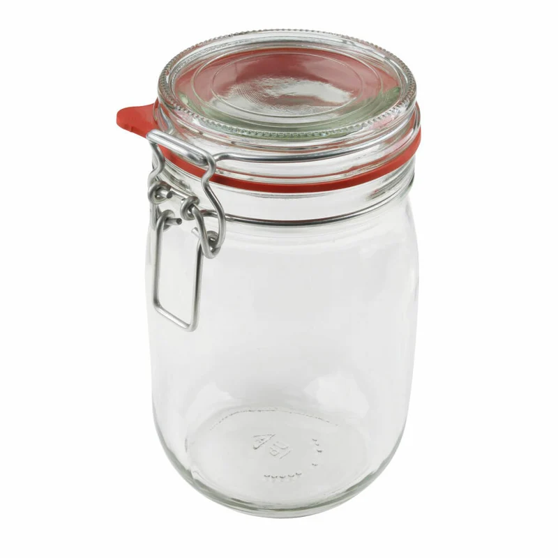 Dr. Oetker Bügelverschlussglas 1140 ml, Liebevoll Hausgemacht, Einmachglas, Glas, Transparent, Rot, 1550