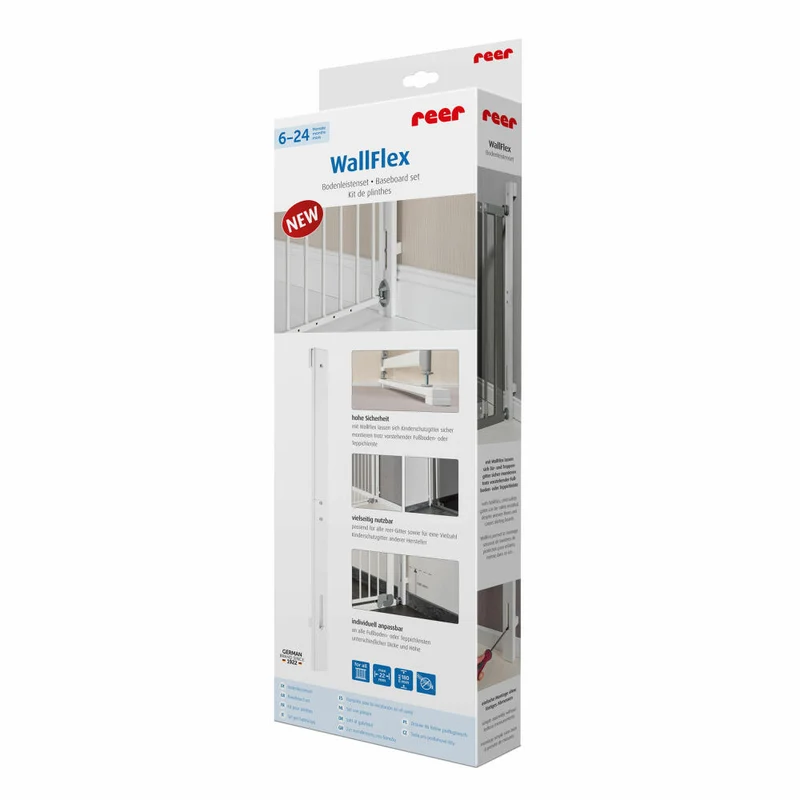 reer WallFlex Bodenleistenset, Befestigungsleisten für Schutzgitter, Kindersicherung, Kinder Sicherung, 46060