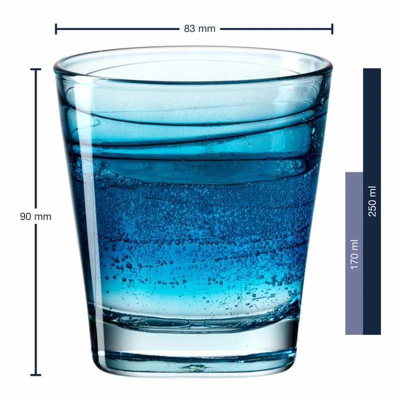 Leonardo Trinkglas Vario Struttura, Becher, Wasserglas, Kalk-Natron Glas, blau, 250 ml, 026838