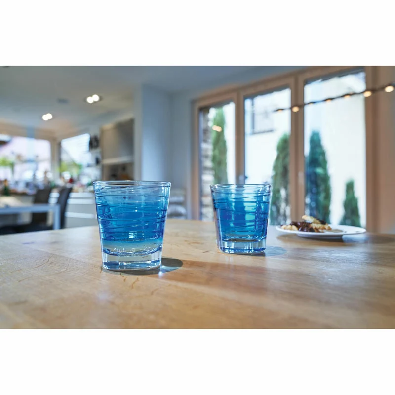 Leonardo Trinkglas Vario Struttura, Becher, Wasserglas, Kalk-Natron Glas, blau, 250 ml, 026838