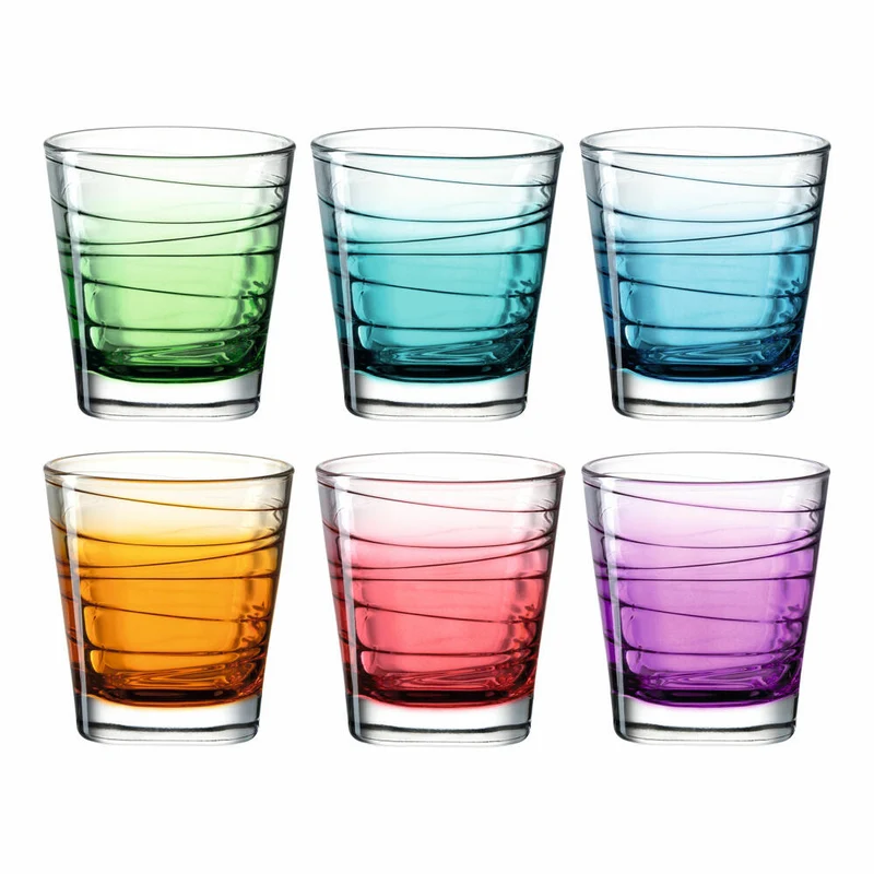 Leonardo Trinkglas Vario Struttura 6 Stück sortiert Farbverlauf, Becher, Wassergläser, Kalk-Natron Glas, mehrfarbig, 250 ml, 026844