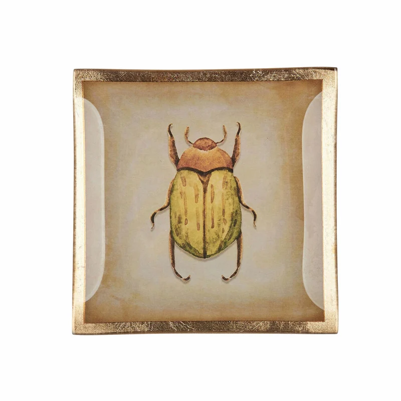 Gift Company Glasteller Love Plates Käfer S, Dekoteller, Schale, Glas, Taupe, Gold, 10 x 10 cm, 17003018
